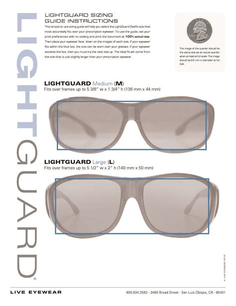 cocoons sunglasses size chart.